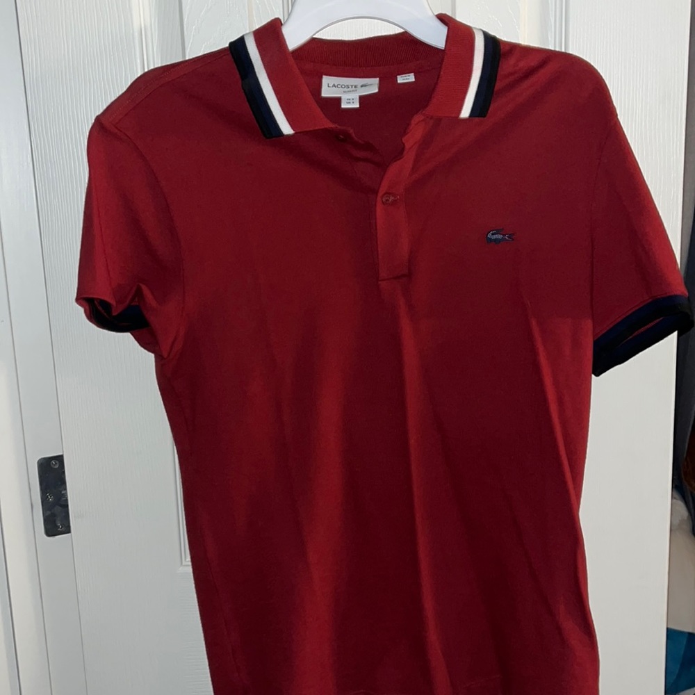 Red Lacoste Slim Fit Polo (Small) Men's